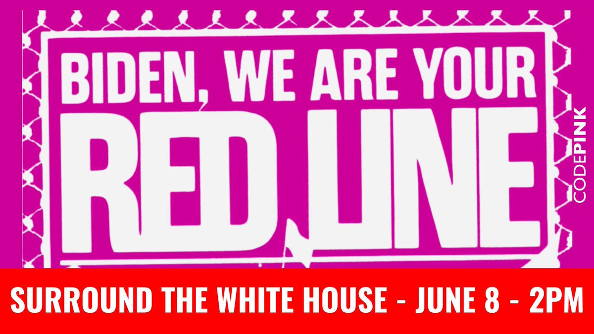 June 8 marks eight months of US-Israeli genocide of the Palestinian people, &amp; marks the 54th anniversary of the occupation of Gaza. Biden said an invasion of Rafah would be the red line. Clearly, Biden has no red line.  Join us in Washington, D.C. on June 8 for a mass