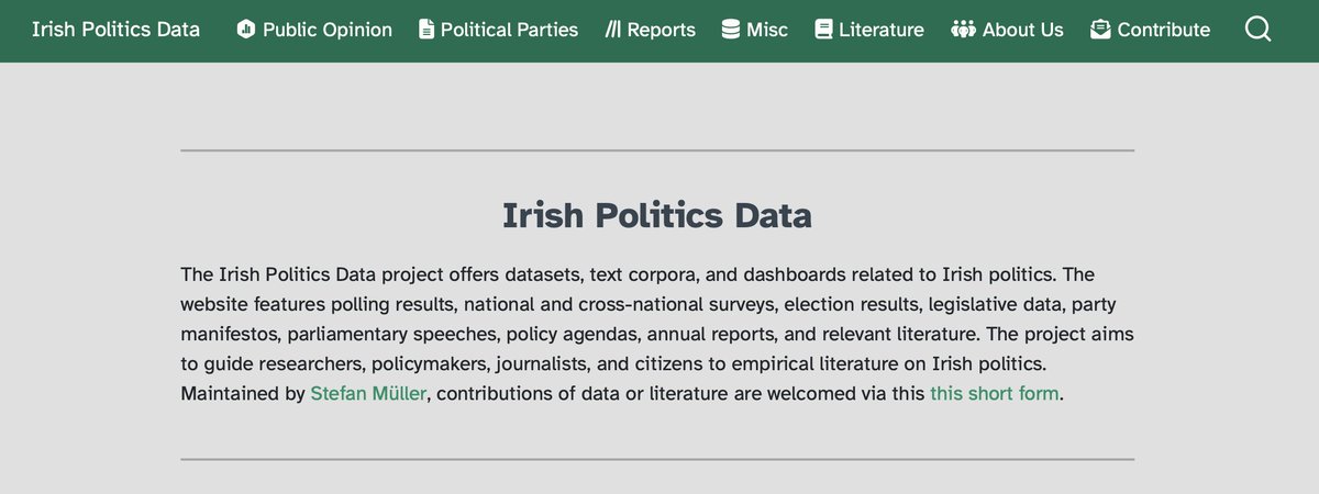 New resource – hopefully useful for students, researchers, and journalists: irishpoliticsdata.com presents websites, datasets, text corpora, dashboards, and literature related to Irish politics. Feel free to contribute and add additional resources.