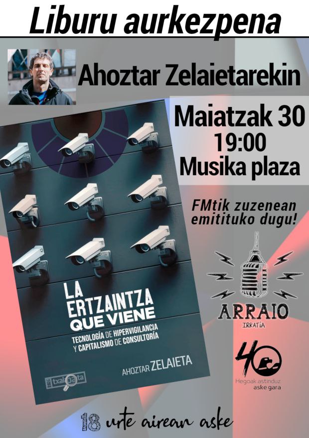 Ostegunean @Ahoztar1972-en 'La Ertzainrza que viene' liburu auekezpena izango dugu musika plazan #Zarautz