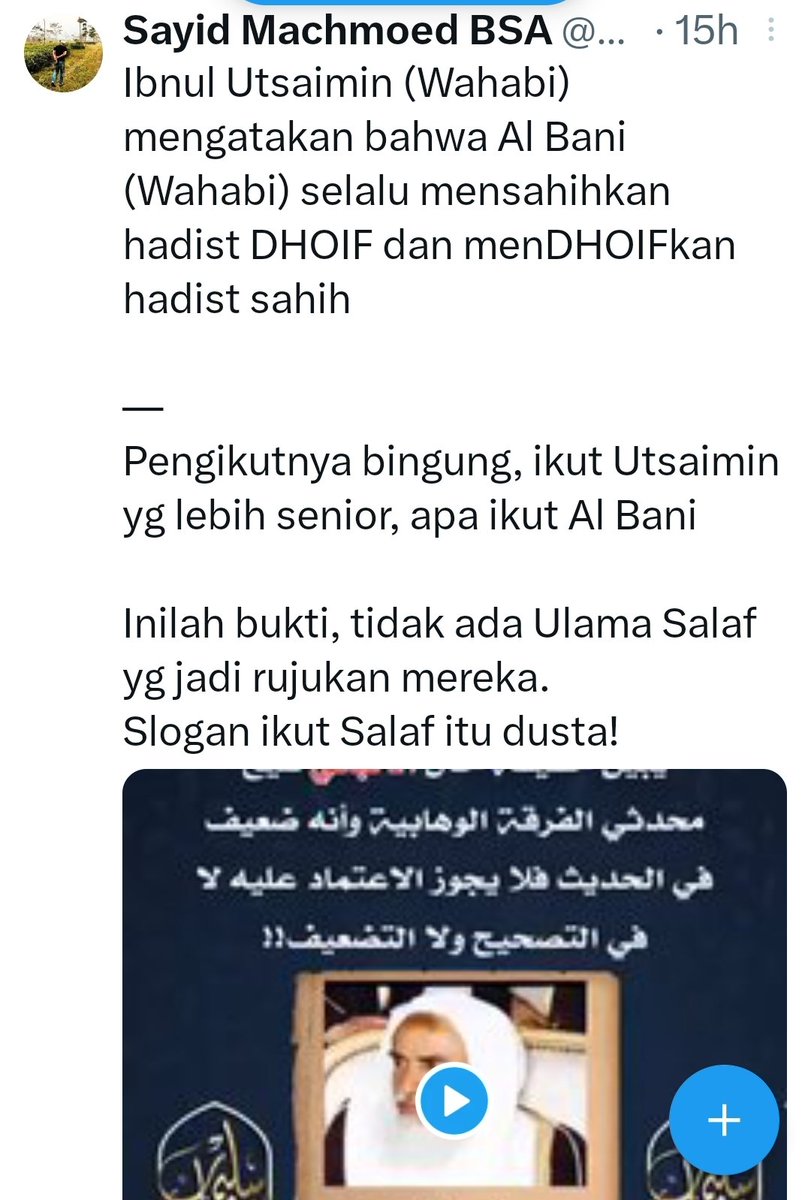 Fatwa wahabi salafi ke 39 Dibongkar wahabi sendiri, ulama hadits salafi shahihkan yg dhaif, dhaifkan yg shahih x.com/sayid__machmoe… Nissan Stadium George Floyd SEVENTEEN ALL EYES ON RAFAH ISIS-is-Salafi Indonesia renjun #ENSD jisung #JOHNNYBE Sancho #DARKMOON Army KIPK.