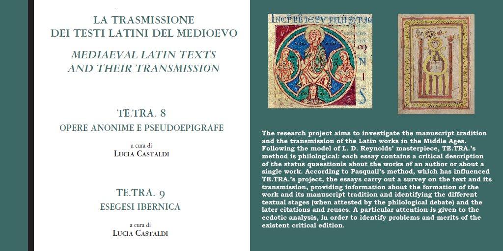 Two new volumes of the Project «TE.TRA. Mediaeval Latin Texts and Their Transmission».
All the published volumes here: 🔗bit.ly/4bAmzUx
#medievaltwitter #medievaltext #medievalliterature #MedievalLatin #medievalstudies #medievaltwitter #philology