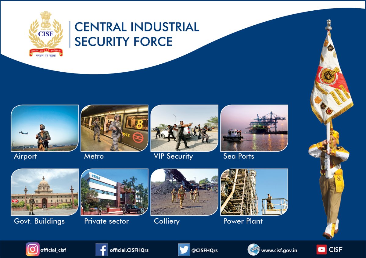 Sentinels of prosperity.
Keepers of legacy.
Protectors of progress.

#CISF: defenders of India's critical assets.
#PROTECTIONandSECURITY with #COMMITMENT
@HMOIndia