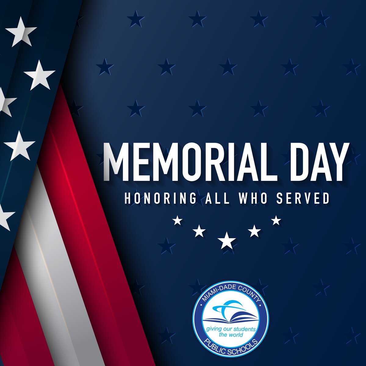 On this Memorial Day, we honor and remember the brave men and women who made the ultimate sacrifice to protect our freedom and way of life. Let’s take a moment to reflect on their service and legacy. #MemorialDay #NeverForget #YourBestChoiceMDCPS