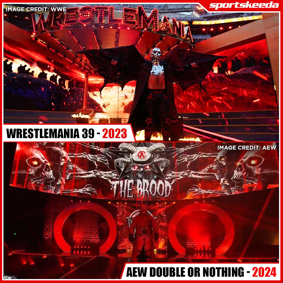 #AdamCopeland made The Brood entrance first time since leaving #WWE. The last time he switched to the dark side was back at #WrestleMania 39. #AEWDoN