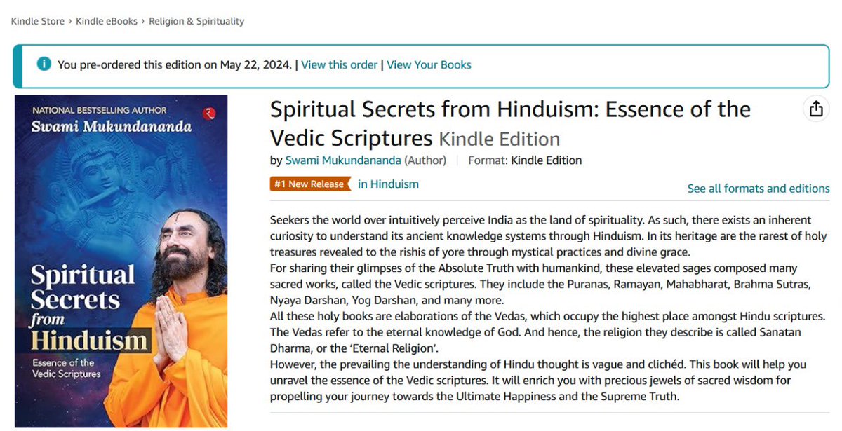 Rupa Publications (@rupa_books) on Twitter photo Creating waves #SpiritualSecretsFromHinduism is
#1 New Release in Hinduism in the US.
<a href="/Sw_Mukundananda/">Swami Mukundananda</a> <a href="/jkyogindia/">JKYog India</a>
<a href="/RKT_Dallas/">Radha Krishna Temple of Dallas - Home for Devotion</a> <a href="/jkyogactivities/">JKYog (official)</a>
Buy here: amzn.to/3VcJO1g Creating waves #SpiritualSecretsFromHinduism is
#1 New Release in Hinduism in the US.
<a href="/Sw_Mukundananda/">Swami Mukundananda</a> <a href="/jkyogindia/">JKYog India</a>
<a href="/RKT_Dallas/">Radha Krishna Temple of Dallas - Home for Devotion</a> <a href="/jkyogactivities/">JKYog (official)</a>
Buy here: amzn.to/3VcJO1g