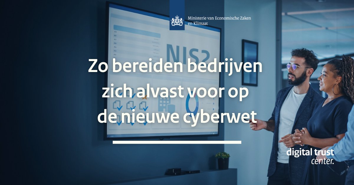 Met de komst van de #Cyberbeveiligingswet (Cbw) zullen veel meer bedrijven cybersecuritymaatregelen moeten nemen. Wacht dan niet af en kijk waar je alvast mee aan de slag kunt om je voor te bereiden. Begin bij het #NIS2-startpunt.
 
Meer informatie ⤵️

digitaltrustcenter.nl/nieuws/zo-bere…