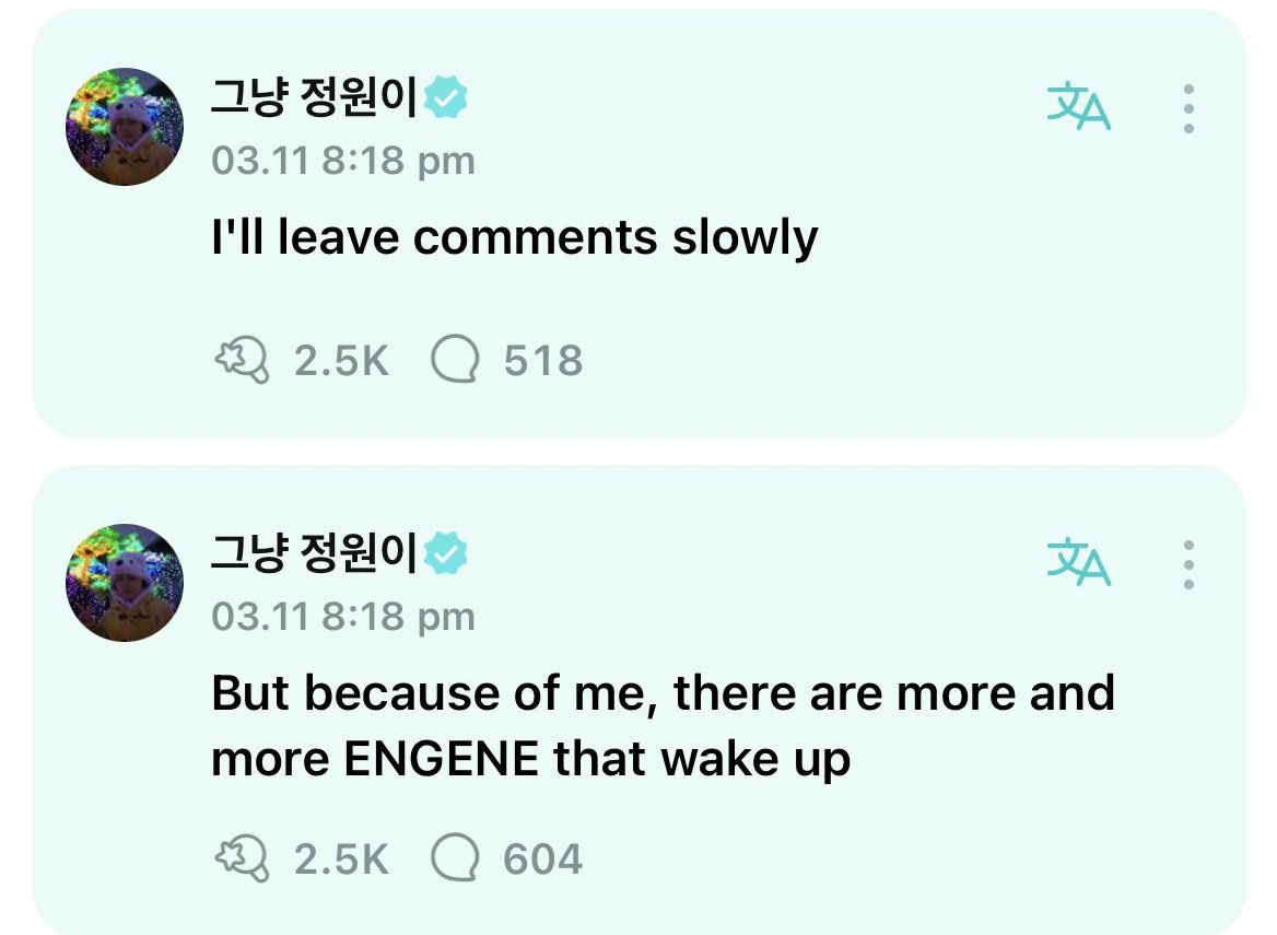 ikeulubb's tweet image. Jungwon's weverse being a whole comfort zone for everyone who're having a hard time

A comforting thread ∘⁠˚⁠˳⁠°✧⁠*⁠。