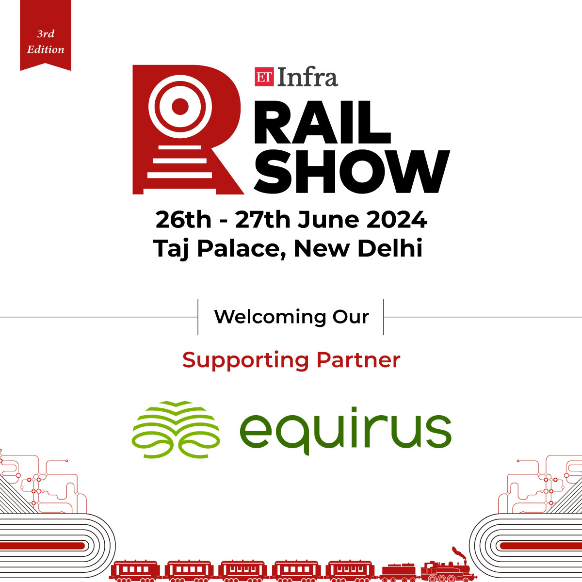 Exciting news! @equirusgroup is on board as our Supporting Partner for #ETRailShow. Join us as we unveil the latest advancements and opportunities in the world of Indian Railways. Register Now: bit.ly/3J3Oob5 #ETInfra #ETRailShow #RailwayInnovation #EconomicTimes