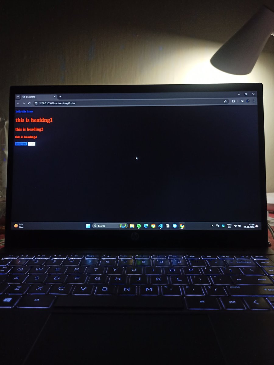 caps_raunak's tweet image. Hi everyone 👋 
This is #day5 of leaning #webdevlopment and
Today's learning:
✅ Background colour property 
✅RGB color system 
✅Hex colour system 
✅ Selectors (universal, element,id,class)
.
🙂
#buildinpublic #coding #LearnInPublic #css