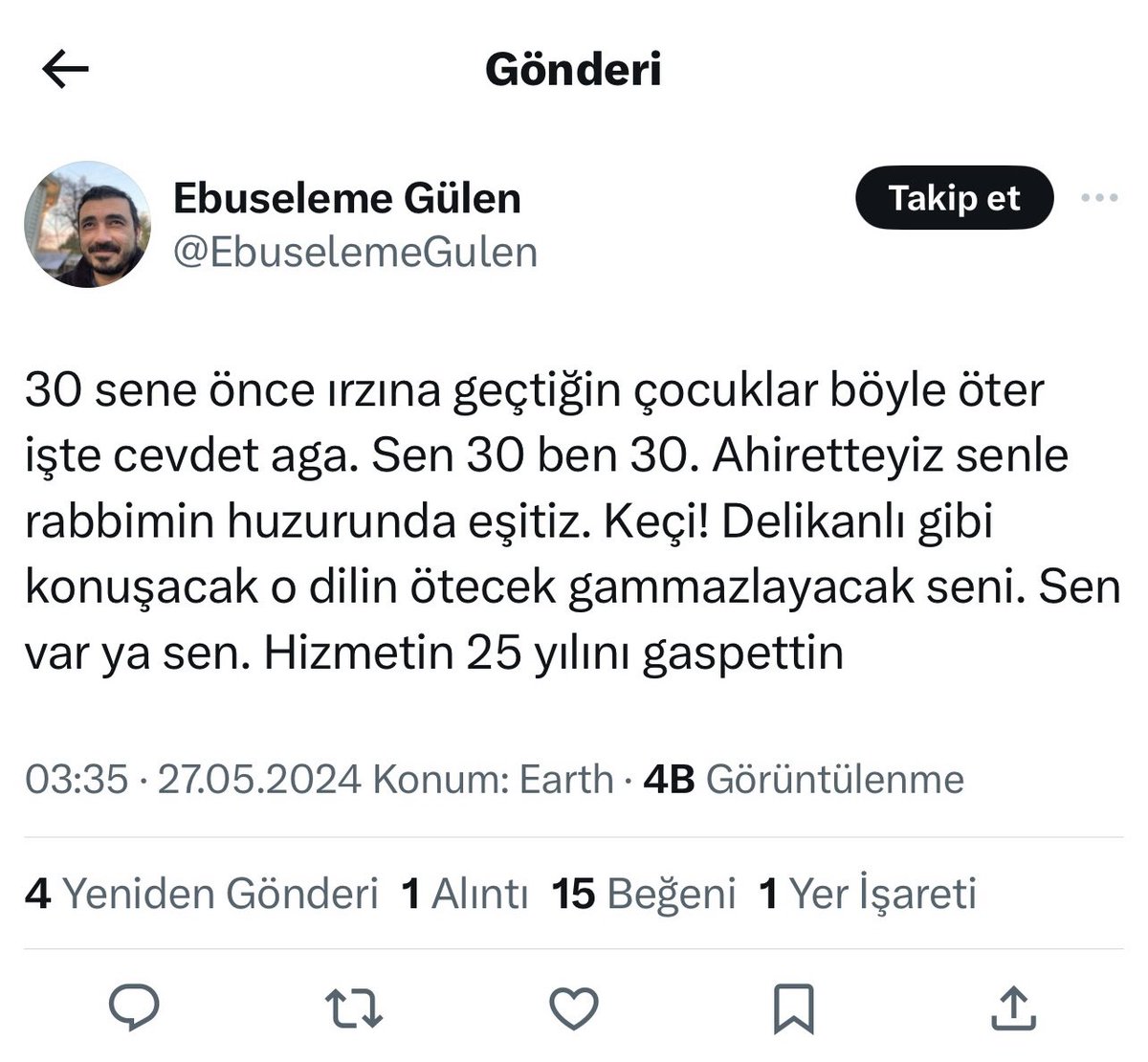 🔴 Terörist başı Fetullah Gülen'in yegeninden aşağılık itiraflar gelmeye devam ediyor. 📍Gulen'e yakın koruma yapan abilerin çocuklukların da kendilerine tecavüz ettiğini ifşa eden Ebuseleme Gülen, Meral Akşener'e kumpas kurduğunu itiraf etti.