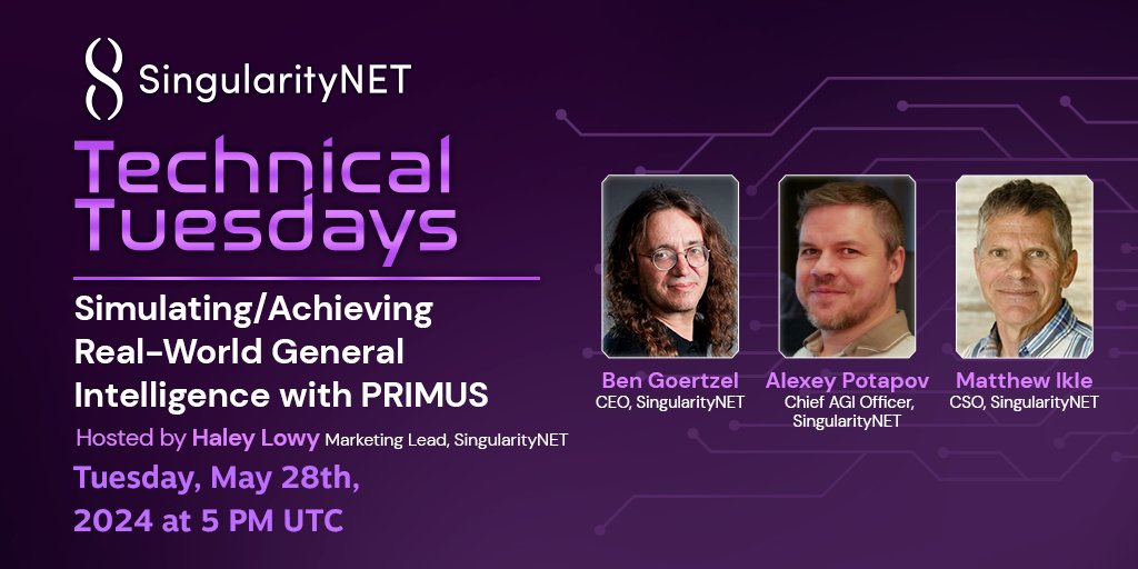 Join us this Tuesday, May 28th, 2024, at 5 pm UTC to explore #PRIMUS (formerly known as CogPrime), a flexibly defined cognitive architecture that has been centrally pursued throughout the history of the OpenCog project. 🔔 Set your reminder on YouTube: youtube.com/live/uRSb40cx1…