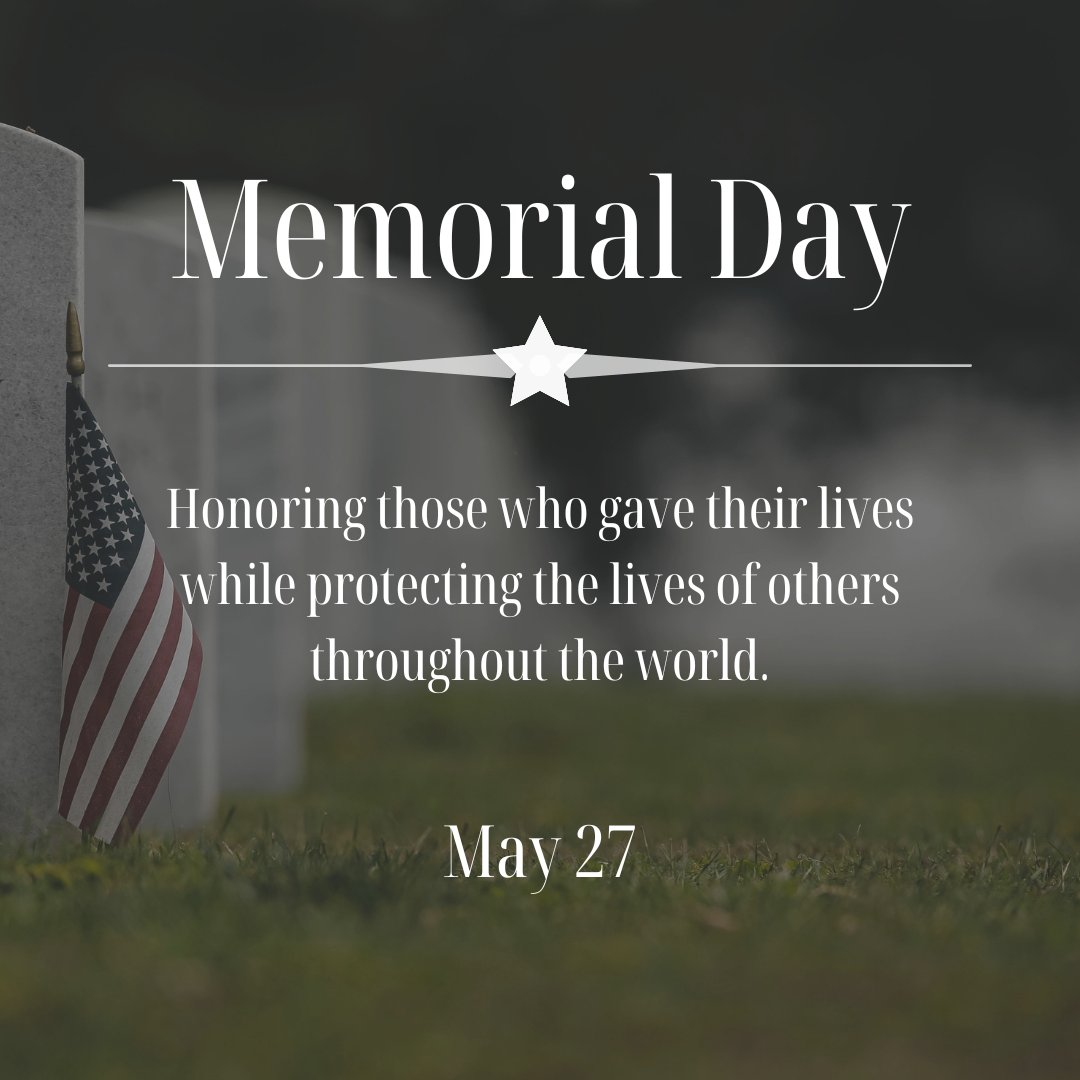 On Memorial Day, we remember those who gave their lives while serving in the US Armed Forces. If you or someone you know is struggling with the loss of a loved one, know that you are not alone - use your resources and support network. #MentalHealthAwarenessMonth #MemorialDay