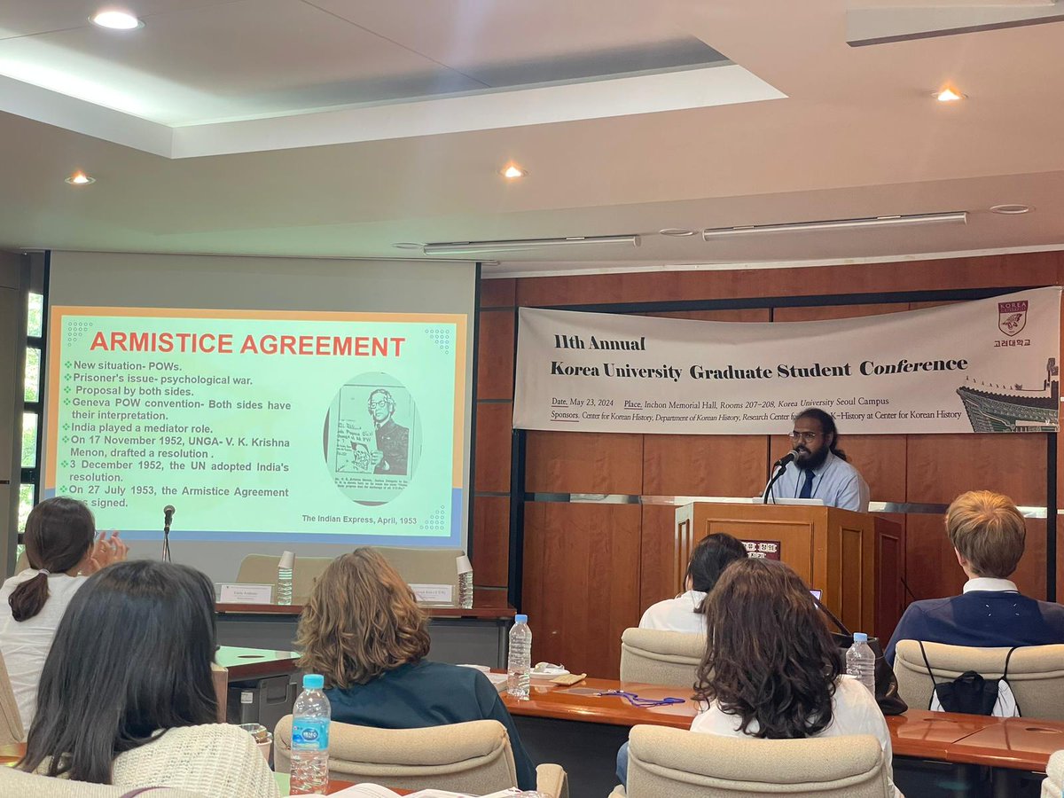 I presented paper at Korea University @ Settlement of 포로- Examination of role K. S. Thimmaya and S. P. P. Thorat.