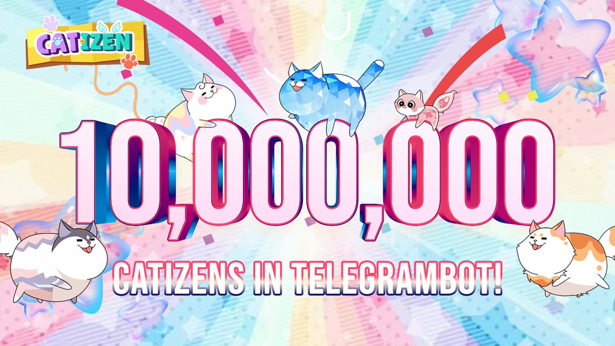 📣 Great News!! After 2 months of Catizen game going online, we has amassed 10M Catizens in Kittyverse!🌏 🔥Here are some data we'd like to share🔥 🐾 Total In-Game Catizens: 10M 🐾 On Chain users: 695K 🐾 Rank in Ton Open League S3: TOP 1 ton.org/en/open-league… 😺 The kittens