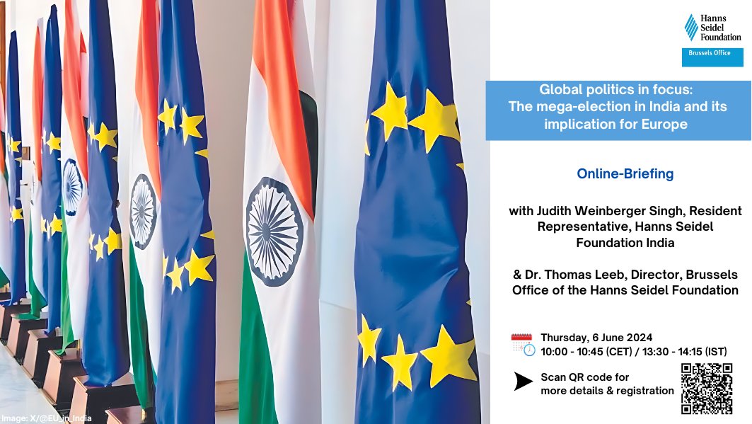 Division South/Southeastasia HSF (@asia_hsf) on Twitter photo 📢 #EventInvite | Join us for an insightful online briefing on ''The mega-election in #India and its implication for Europe'', organised by <a href="/hsseurope/">HSS Europe</a>
🗓️ Thursday, June 6th
🕒 10:00 am (CET)/ 1:30 pm (IST)
🔗 For more details and registration:
bit.ly/3yBdeNF 📢 #EventInvite | Join us for an insightful online briefing on ''The mega-election in #India and its implication for Europe'', organised by <a href="/hsseurope/">HSS Europe</a>
🗓️ Thursday, June 6th
🕒 10:00 am (CET)/ 1:30 pm (IST)
🔗 For more details and registration:
bit.ly/3yBdeNF