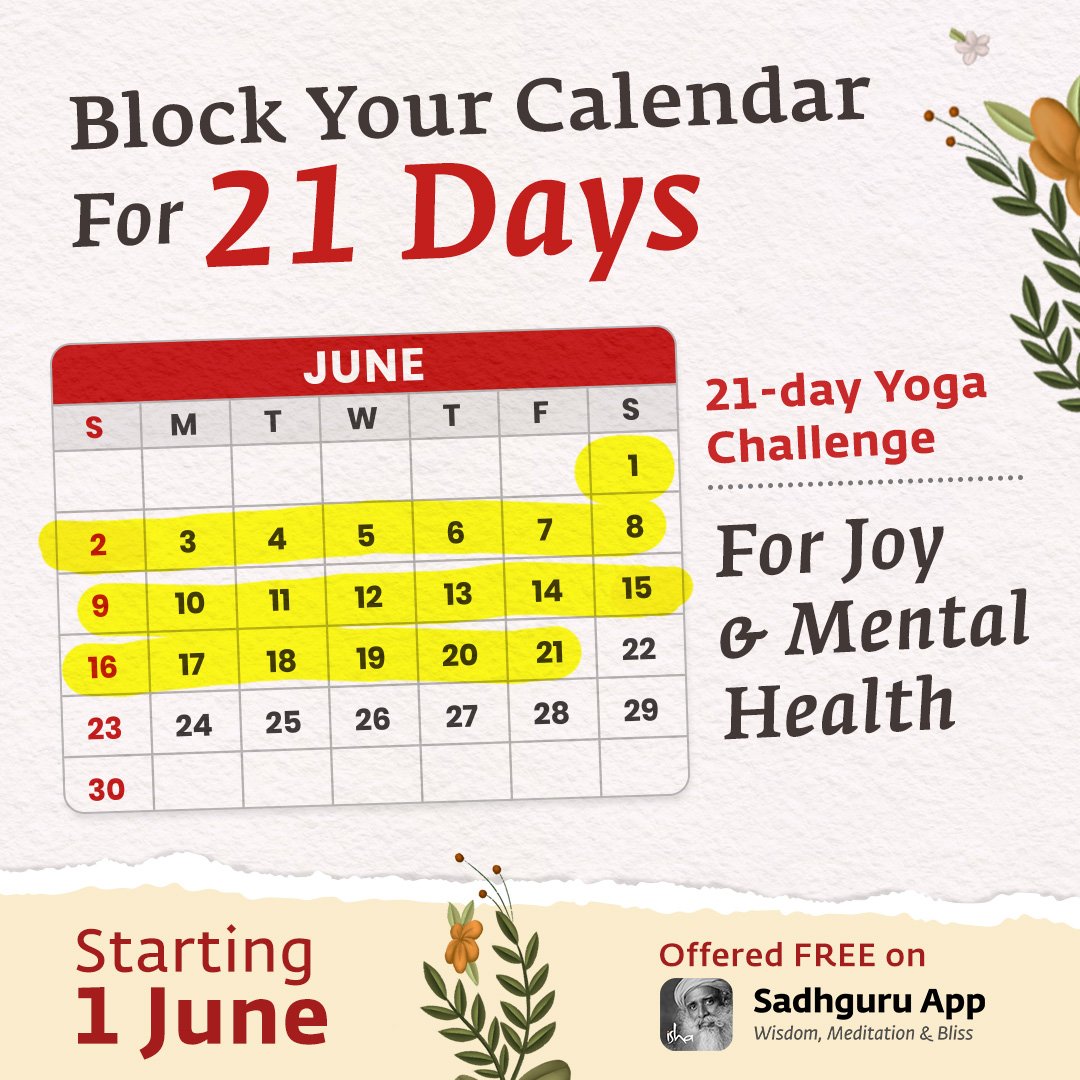 Get ready to take charge of your mental wellbeing with this awesome 21-day Yoga Challenge designed by Sadhguru. Invest just a few minutes a day to significantly improve your life, and also win exciting rewards while doing it!  sadhguru.app.link/sm_insta #InternationalDayOfYoga