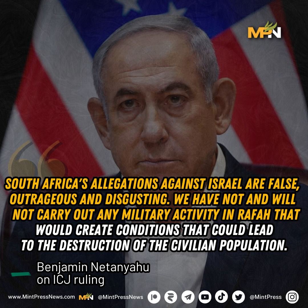 Netanyahu comments on the ICJ order to stop the Rafah operation Israeli Prime Minister Benjamin Netanyahu blasted South Africa's attempts to halt its operation in Rafah as 'disgusting.'