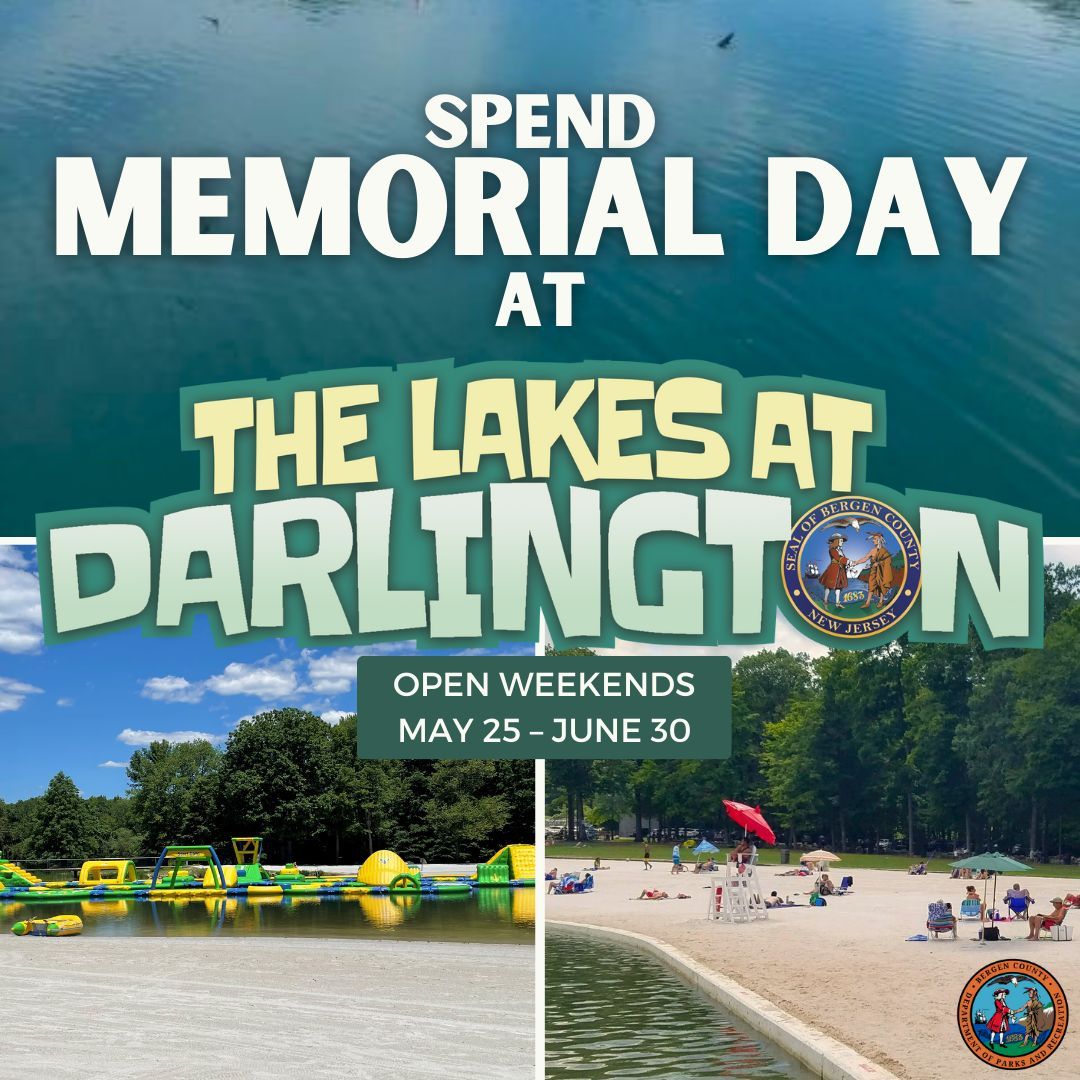 BergenCtyParks's tweet photo. Come spend Memorial Day with us at The Lakes at Darlington County Park! We have our very own beach right here in #BergenCountyNJ 🏖️
#bergencountyparks #powerofparks #swim #summer #familyfun #water #lake #adventure #wibit #splashzone #darlingtoncountypark #lakesatdarlington https://t.co/P7ddayrBfh