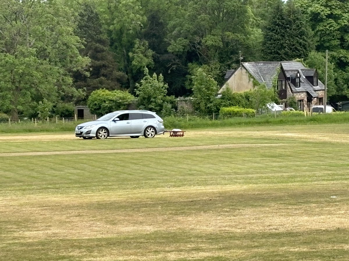 @ThatsSoVillage Groundsman slitting the outfield in his Mazda