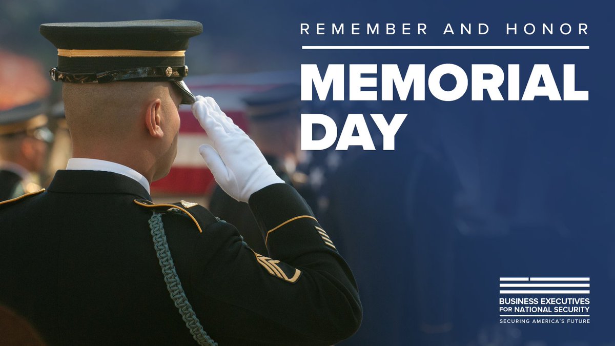 On Memorial Day, 'we pause to honor the memory of the brave souls who...have given everything for the principles we hold dear, [whose] sacrifices have secured our freedoms and shaped the destiny of our nation. BENS President and CEO Gen. Tim Ray, USAF (ret) #MemorialDay