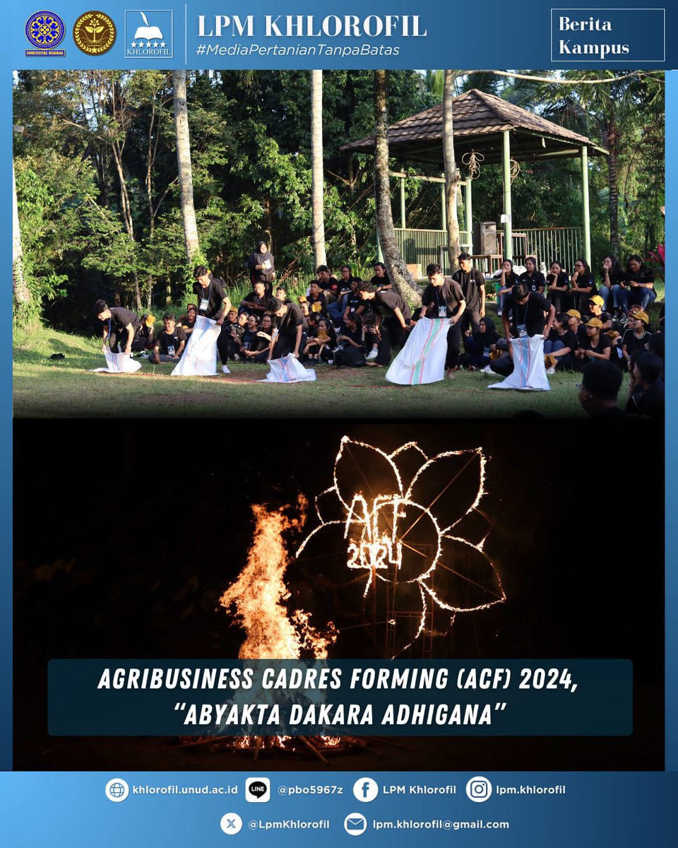 LpmKhlorofil's tweet photo. [Agribusiness Cadres Forming (ACF) 2024, “Abyakta Dakara Adhigana”]

Himpunan Mahasiswa Agribisnis (Himagri) Fakultas Pertanian Universitas Udayana (FP Unud) melaksanakan kegiatan sosialisasi almamater di tingkat program studi (prodi) Agribisnis. Agribusiness Cadres Forming (ACF) https://t.co/mg7bHFC29s