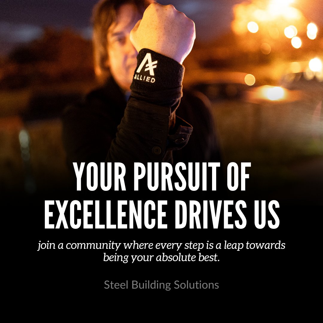 Pursue excellence with Allied as your partner! Together, we'll embark on a journey where every step forward is a leap towards achieving your goals and aspirations.

#PursueExcellence #SuccessPartner #Steelbuildings #metalbuildingsystems  #prefabricatedbuildings #steelindustry