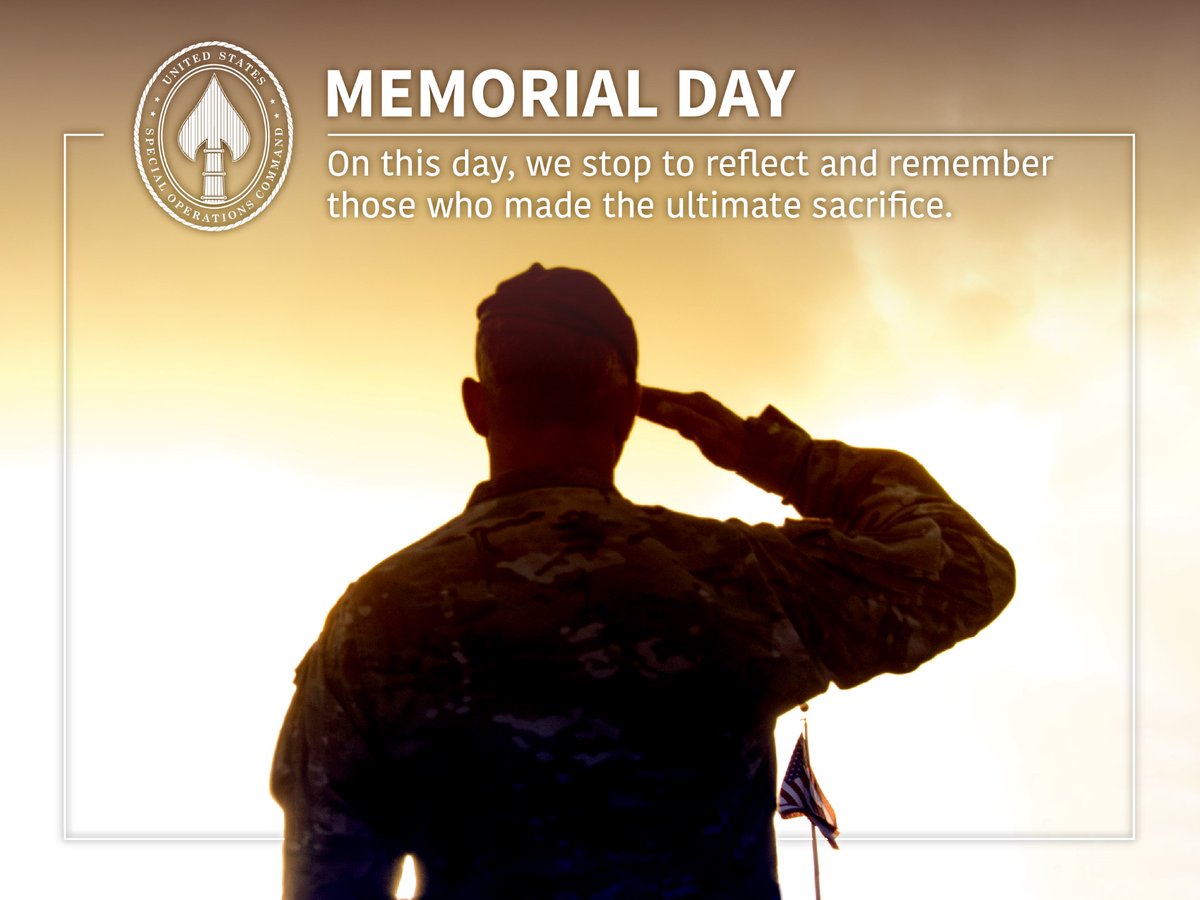 Memorial Day offers the opportunity to reflect on our fallen teammates' sacrifice and their remarkable lives serving our great Nation. On this day, we stop to reflect and remember.