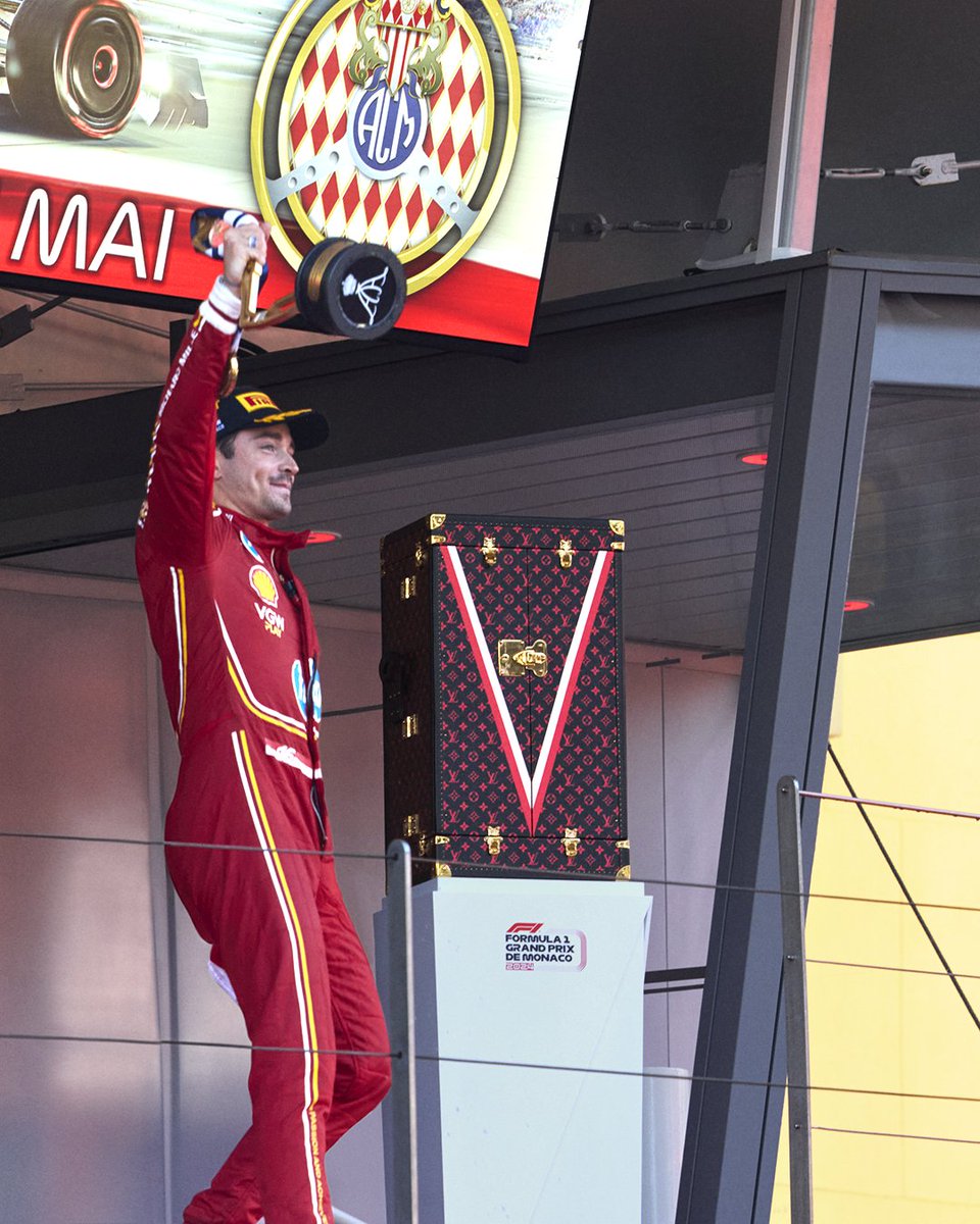 Victory Travels in Louis Vuitton. Congratulations to #CharlesLeclerc for winning the 81st Formula 1 Grand Prix de Monaco™ trophy presented in a custom #LouisVuitton Trophy Trunk. Learn more at on.louisvuitton.com/6003ezyNS #AutomobileClubMonaco #MonacoGP #MonacoCircuit