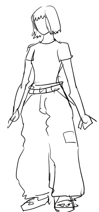 こういう、細い女の人特有のシルエットになるコーデ、めちゃタイトなTシャツにドカンパンツみたいなの、最近また見るようになったけど、なんか良いよね 