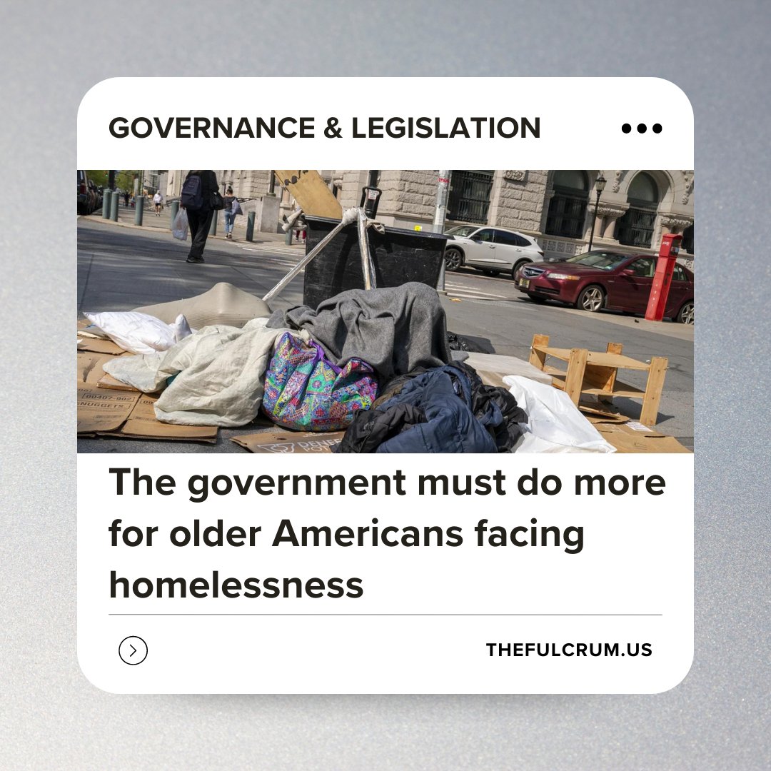 Social and economic forces will drive more and more of our elders into a homelessness system that cannot adequately care for them. Fortunately, our leaders can take action. Read more: loom.ly/c7Y_LMQ #thefulcrum #citizenconnect #homelessness #election2024