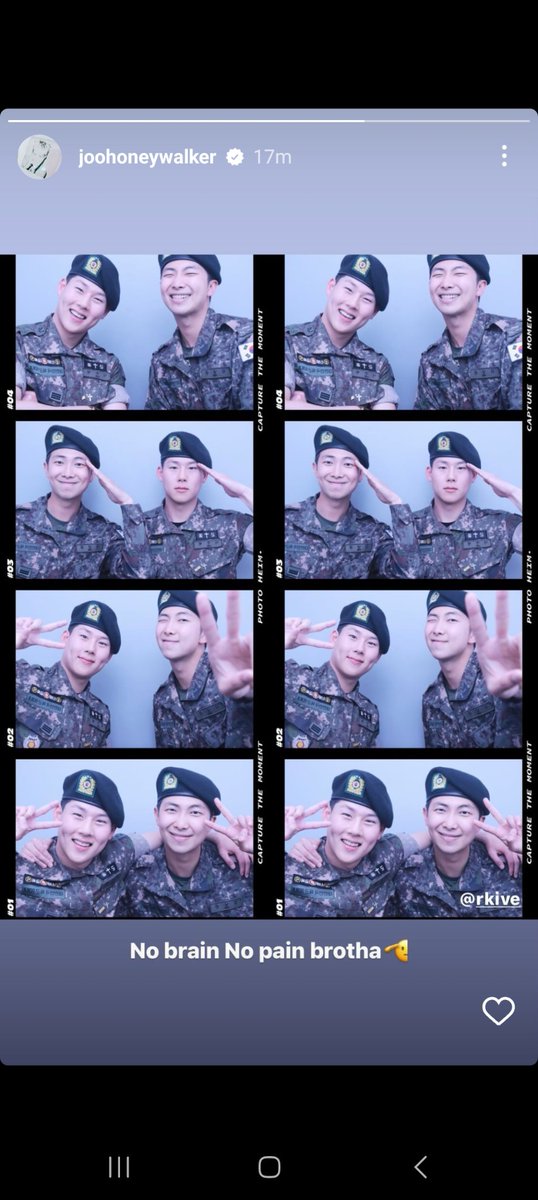 mhereonlyforbts's tweet photo. The way Monsta X Joohoney reposted namjoon Insta Story with the caption:

👤: “No brain No pain brotha🫡”

IM CRYING💀😭 https://t.co/2KKD9hjyR3