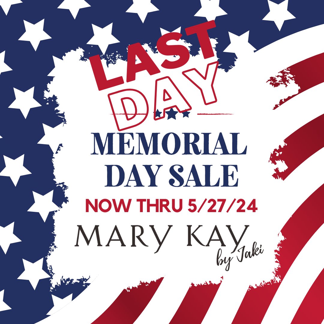 Memorial Day weekend is the unofficial first weekend of summer, and your favorite #MaryKaybyJaki Consultant knows it! 25% OFF NOW THRU MAY 27th! FREE shipping for orders over $50 & FREE samples. 805-551-7411 text/call your order in today!  #MemorialDayWeekend #SummerSales