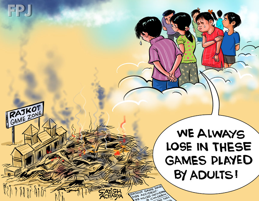 Rajkot game zone fire accident kills 33 people including 9 children! @fpjindia cartoon. #RajkotFireAccident