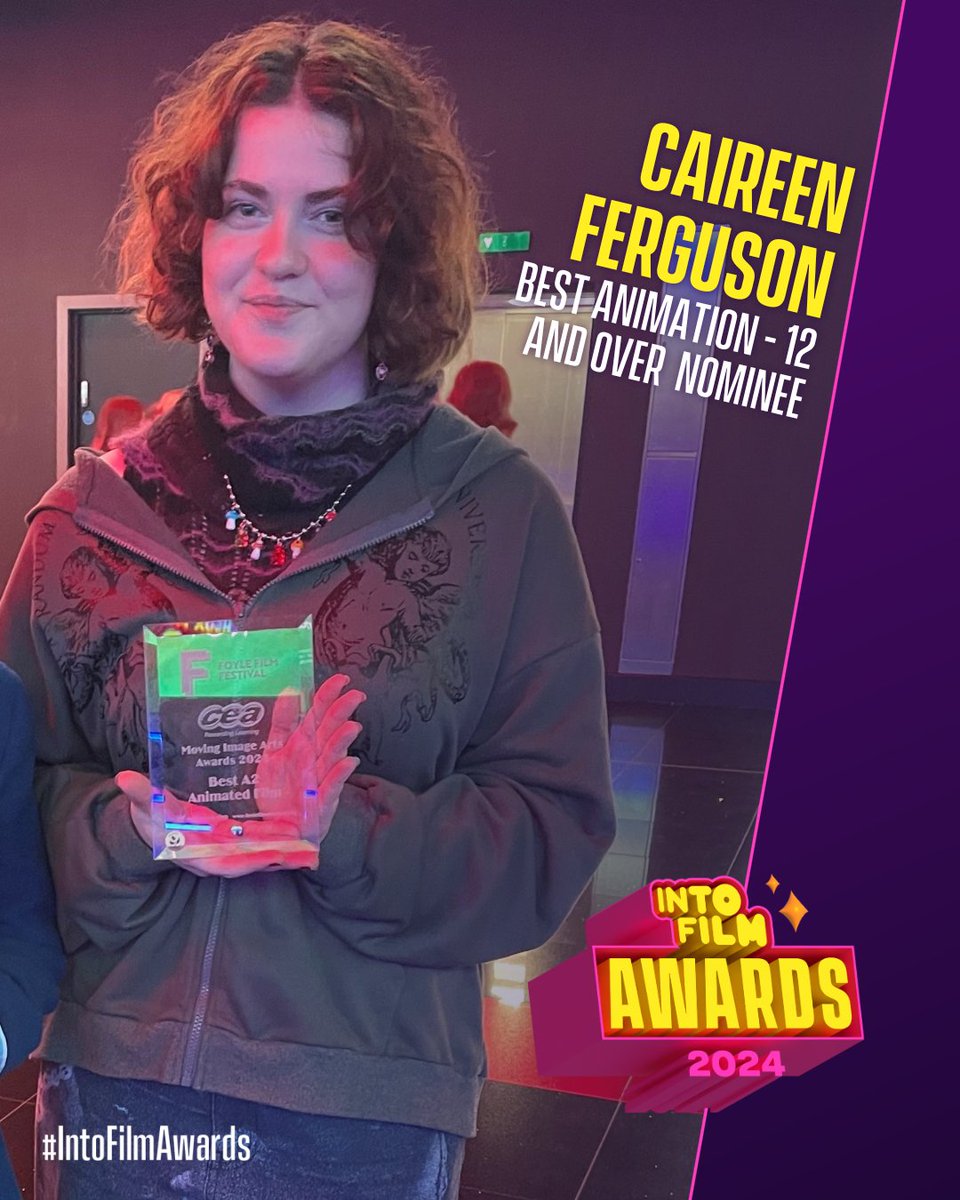 Meet one of our #IntoFilmAwards nominees - Caireen Ferguson, aged 19 from Ballynahinch, Northern Ireland👋

Caireen studied A-Level Moving Image Arts at @assumptionlive, commenting, 'animation has been a life-long source of happiness and inspiration to me'.

Good luck Caireen!💫