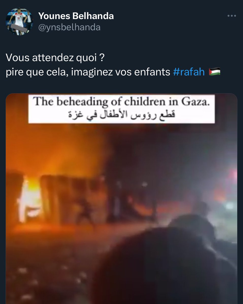 La prise de position de Younès Belhanda 🇲🇦 en soutien à la Palestine. 👏❤️ « Vous attendez quoi ? Pire que cela, imaginez que ce soit vos enfants #rafah 🇵🇸 »