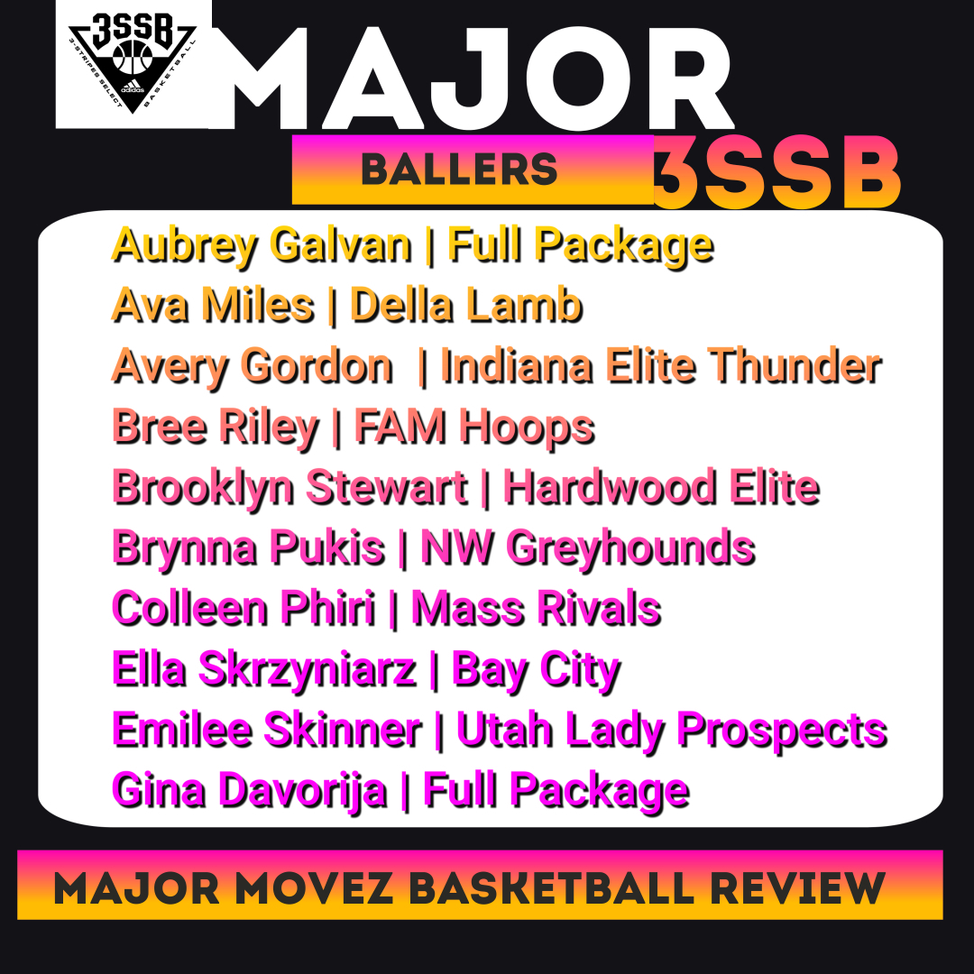 Major Movez Basketball Review #MMBR (@mmbr_coachgbell) on Twitter photo #MMBR 3SSB Girls Review | Major Ballers
<a href="/MajorMovezMedia/">Major Movez Media</a> <a href="/MajorMovezTV/">Richmond Metro Sports</a>
The TOP Players: Travel Season 2024
<a href="/aubtheballer1/">Aubrey Galvan</a> <a href="/AvaMiles2026/">Ava Miles</a> <a href="/avery_gordon_/">avery gordon</a> <a href="/BreeRiley7/">Bree Riley 2025</a> <a href="/brooklyn_stew/">brooklyn stewart</a> <a href="/brynnapukis/">Brynna Pukis</a> <a href="/colleen_phiri/">colleen phiri</a> <a href="/ginadavorija/">Gina Davorija</a> <a href="/emileeskinner5/">Emilee Skinner</a> <a href="/TeamElla2025/">Ella Skrzyniarz c/o 2025</a> #MMBR 3SSB Girls Review | Major Ballers
<a href="/MajorMovezMedia/">Major Movez Media</a> <a href="/MajorMovezTV/">Richmond Metro Sports</a>
The TOP Players: Travel Season 2024
<a href="/aubtheballer1/">Aubrey Galvan</a> <a href="/AvaMiles2026/">Ava Miles</a> <a href="/avery_gordon_/">avery gordon</a> <a href="/BreeRiley7/">Bree Riley 2025</a> <a href="/brooklyn_stew/">brooklyn stewart</a> <a href="/brynnapukis/">Brynna Pukis</a> <a href="/colleen_phiri/">colleen phiri</a> <a href="/ginadavorija/">Gina Davorija</a> <a href="/emileeskinner5/">Emilee Skinner</a> <a href="/TeamElla2025/">Ella Skrzyniarz c/o 2025</a>