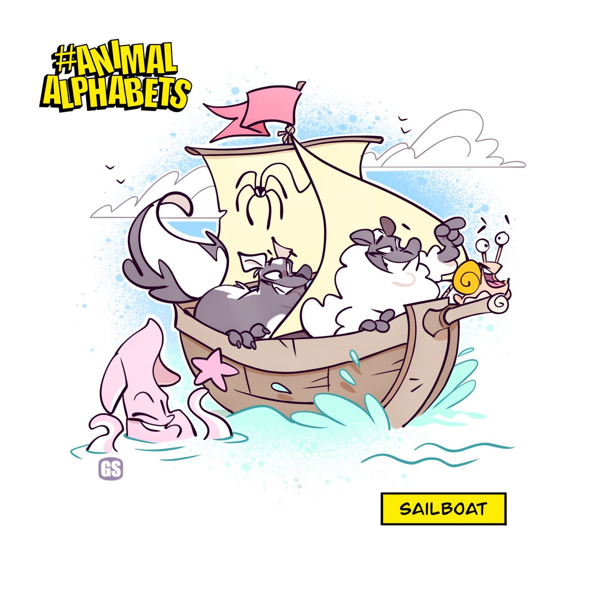 Drew this cartoon animals drawing for @AnimalAlphabets
This weeks prompt:  sailboat 
Stay tooned! 
#animalalphabets #comic