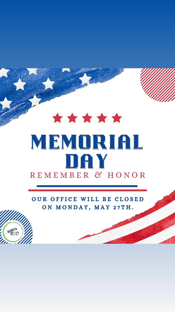 ProjectReset402's tweet photo. Remember &amp; Honor 🇺🇲 Our office will reopen on Tuesday, May 28th. https://t.co/dzwRv0HUZT