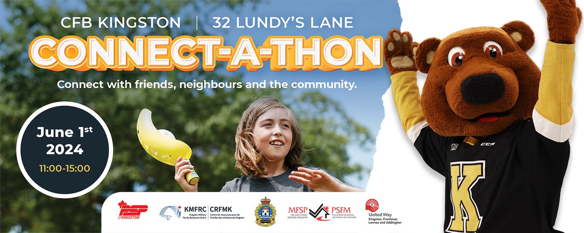 The Kingston Frontenacs will be taking part in the Connect-A-Thon on June 1st at 32 Lundy's Lane. Come be a part of the fun from 11:00am until 3:00pm. We will have an enter-to-win contest, games and more! Barrack the Bear will also be at the event from 1:30pm until 3:00pm 🐻😃