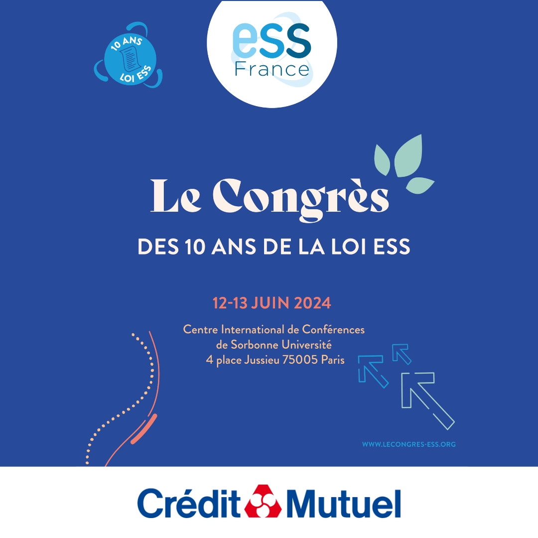 J-15 avant le congrès des 10 ans de la loi ESS !

Le @CreditMutuel soutient le congrès porté par @ESS_France qui a lieu les 12 et 13 juin 2024 ! 📅

📢Au programme :
-6 plénières
-5 parcours thématiques
-15 ateliers sur les 'trajectoires de l’ESS'