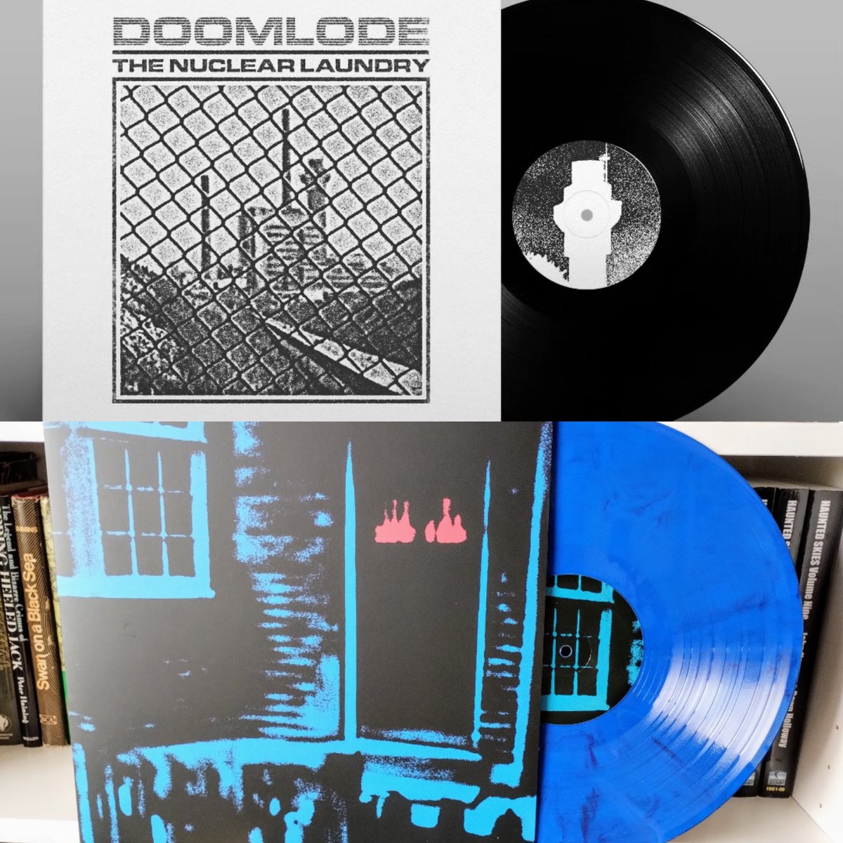 New vinyl editions! @DOOMLODE 'The Nuclear Laundry'. 100 copies on black vinyl + 8 page zine. Shipping this week. @TheNightMonitor 'This House Is Haunted'. 200 copies on blue marbled vinyl. Pre-order now for release on 5th July. fonolith.bandcamp.com/merch