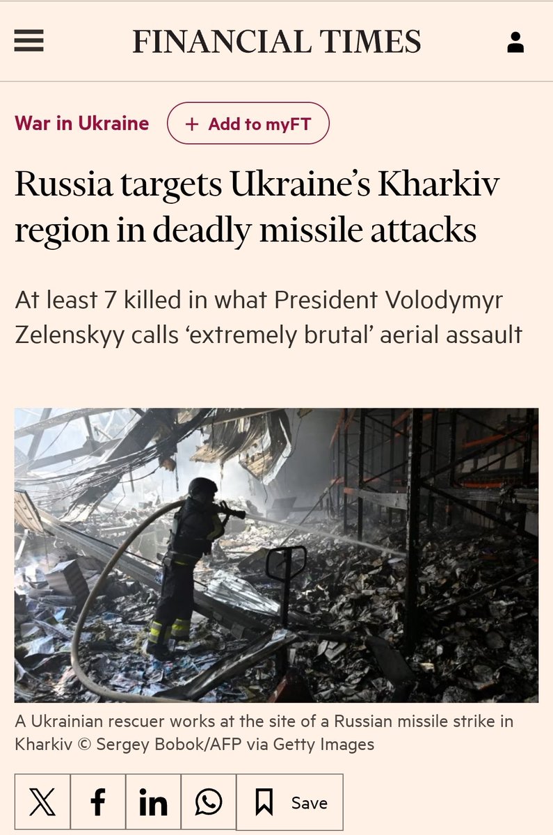 Really poor from @FT which has done some great reporting on #Gaza, yet this passive headline on the Israeli massacre of civilians in #Rafah is not one of them. Even worse when compared against the more clear headline seen for the #Russian attack on #Kharkiv, #Ukraine