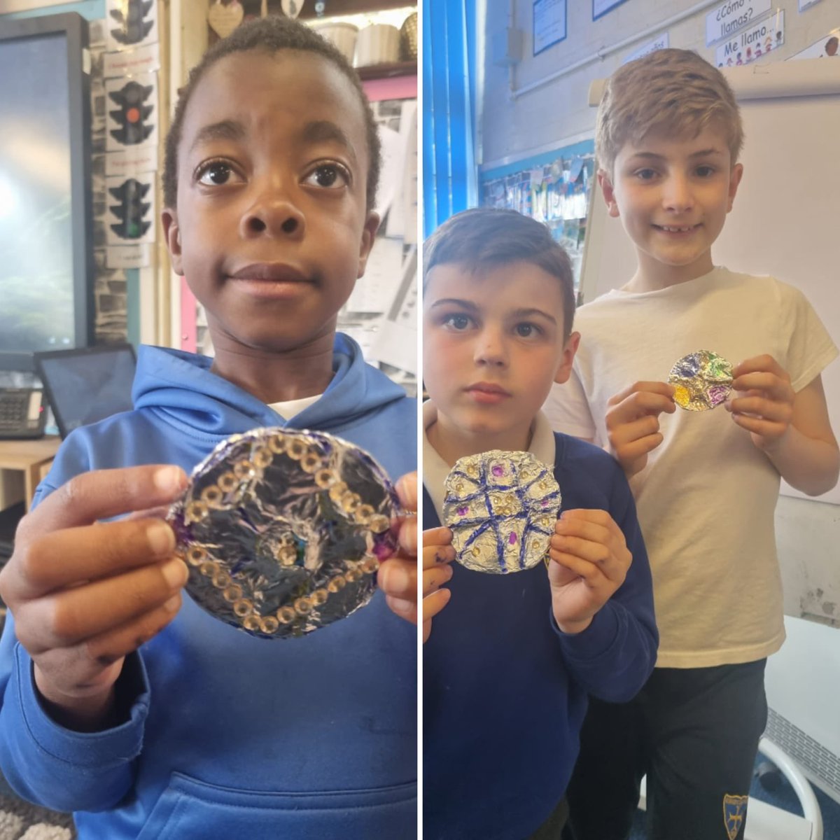 KCEclasses456's tweet photo. As part of their history topic, Pine Class have designed and made Anglo-Saxon brooches with Miss Melville. Donβt they look realistic? #kcedt #kcehistory https://t.co/vd19ISoJn4