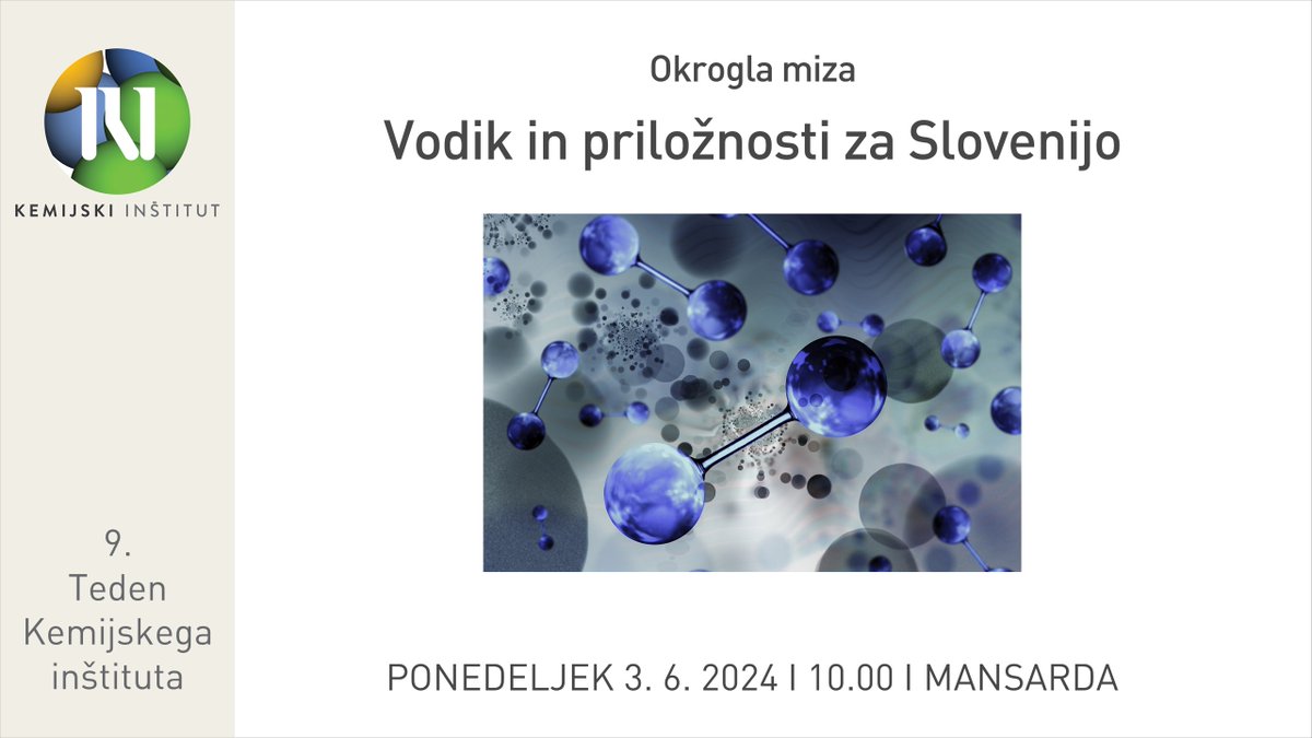 OKROGLA MIZA - Vljudno vabljeni na okroglo mizo 'Vodik in priložnosti za Slovenijo', kjer bomo razpravljali o priložnostih na področju proizvodnje in uporabe vodika za shranjevanje energije in se posvetili možnostim razvoja lastnih novih tehnologij. ➡bit.ly/4bTpR57