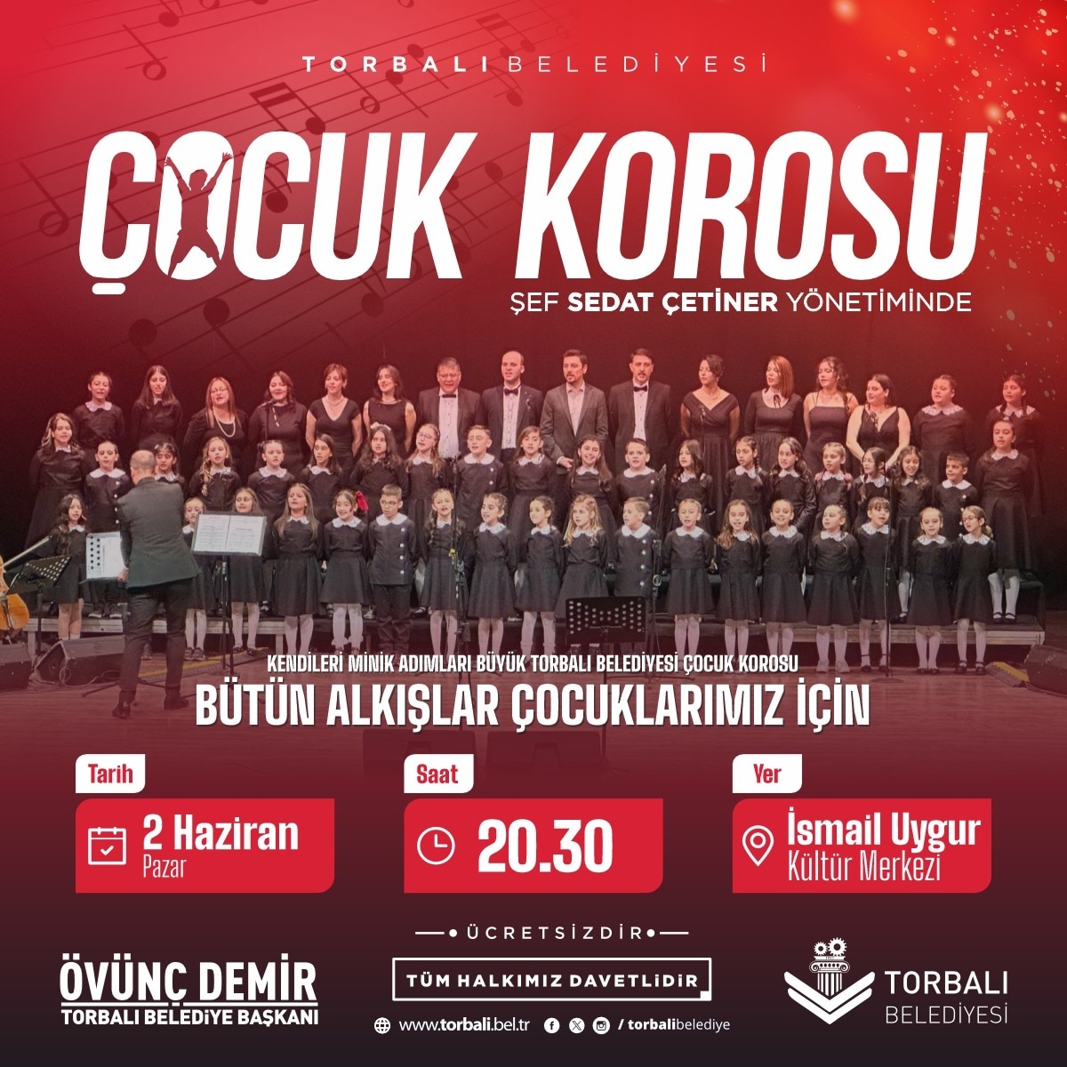 🎤Kendileri minik, adımları büyük çocuklarımızın sizler için hazırladığı, birbirinden güzel şarkılardan oluşan Çocuk Korosu konserimiz, Şef Sedat Çetiner öncülüğünde sizlerle buluşuyor. Etkinliğimize tüm halkımız davetlidir. 🗓️2 Haziran Pazar ⏰20.30 📌İsmail Uygur Kültür Merkezi