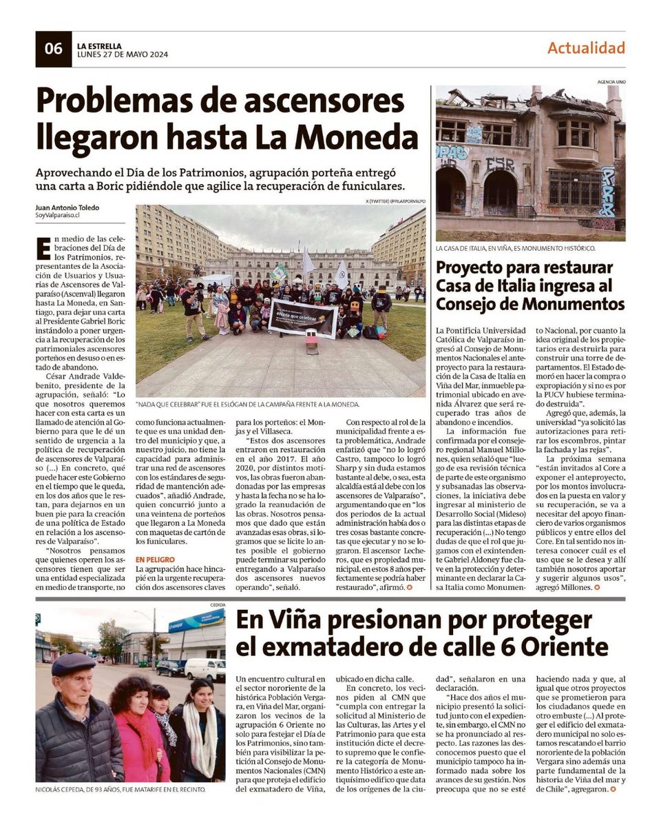 ascenval's tweet image. 📢 En el #DíadelosPatrimonios hemos entregado una carta al presidente @GabrielBoric exigiendo acciones urgentes para la restauración y protección de los emblemáticos ascensores.

No hay nada que celebrar mientras nuestros patrimonios estén en riesgo.
 #ascensoresporteñosya