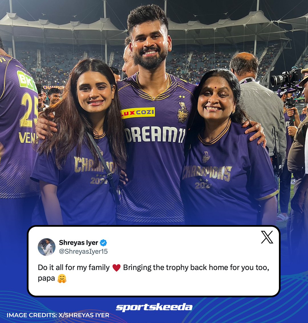 Shreyas Iyer dedicates IPL trophy to his family! 🏆

#IPL2024 #ShreyasIyer #KKR #CricketTwitter