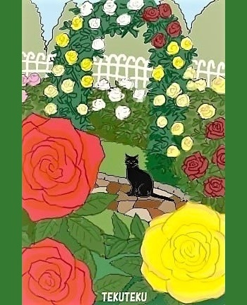 「#春薔薇を17文字以内で表現する イングリッシュガーデンに咲き始める 」|TEKUTEKUのイラスト