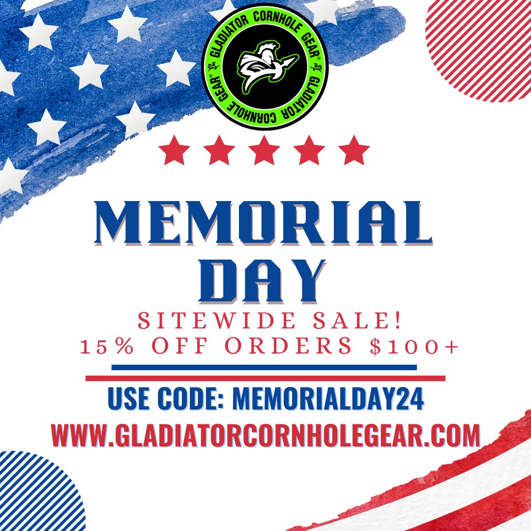 FINAL DAY TO SAVE 15% off $100+ ORDERS! 
SHOP NOW 

l8r.it/V97H
#memorialday #sale #sitewidesale #savemoney #cornhole #cornholegear #procornholegear #cornholeboareds #cornholebags #cornholebackpack