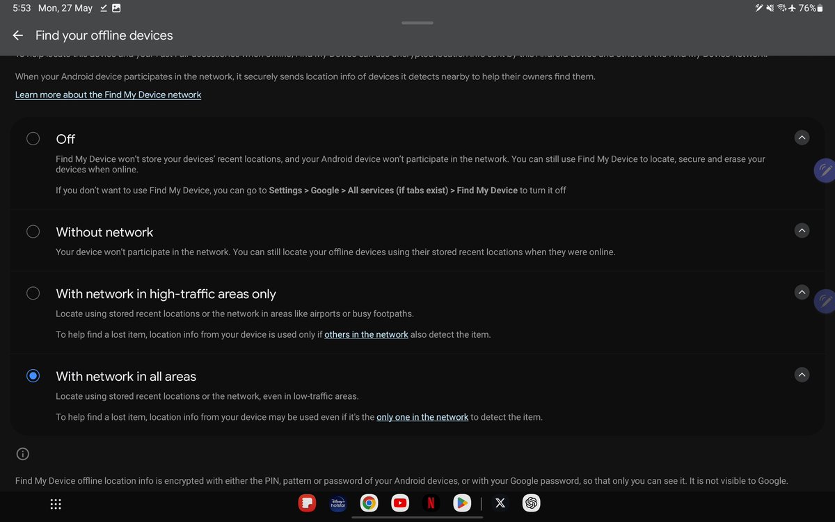 PMahanadhi's tweet image. Found this new update! Finally here!!
The offline tracking feature is now live, and it's been working great so far. I still need to test its accuracy in an open area. I was able to locate my Pixel 8 Pro using my Tab S7+ and vice versa.
It's pretty impressive!
#trackingtech
